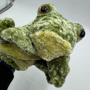 Glove Hand Puppet Fuzzy Green Hoppity Frog Full Body Plush 10" Pretend Learn
